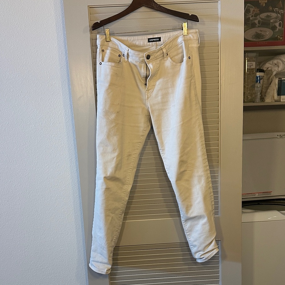 Express Men's 32X32 Cream Slim Jeans